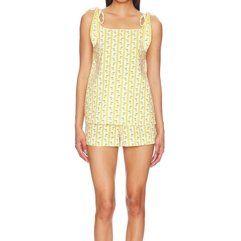 Yellow and White Floral Chemise with Delicate Straps